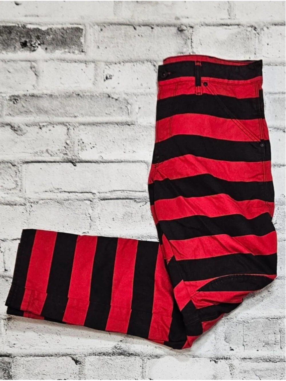 G Star RAW 5622 3D Tapered Red Black Striped Jeans W32 L30